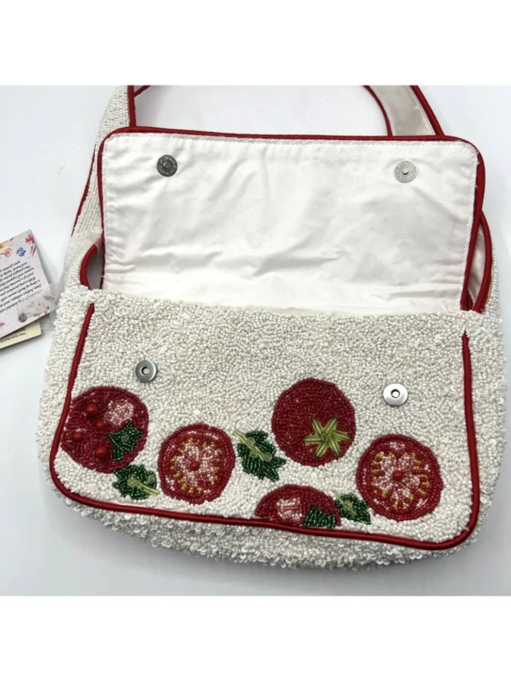 TJMaxx Beaded Shoulder Bag Viral Tomato Red White NWT TikTok Viral
